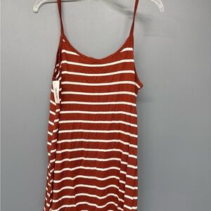 Zenana Rust and White Striped Tank Top